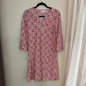 Jude Connally Red and White Geometric Tunic